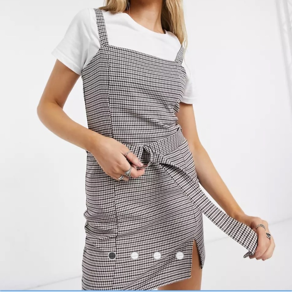Pull & Bear belted dress with split hem